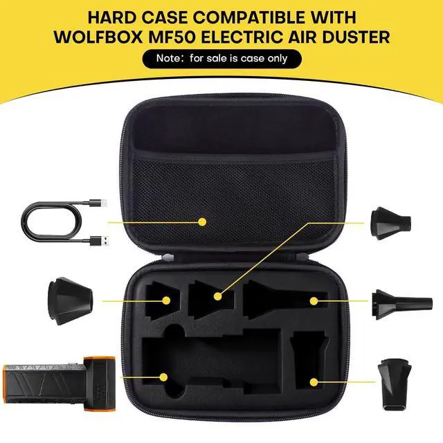 Alt view image 9 of 14 - Travel Case Compatible with WOLFBOX MF50 Compressed Air Duster - Custom Foam Organizer for Blower Tool & Accessories (Only Case) (Black)