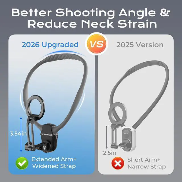 Alt view image 10 of 14 - 2026 Extended Long Magnetic Neck Mount for Phones, 27.6" Hands-Free POV/Vlog Phone Holder for iPhone 1712 & Android, Content Creator Essentials for Go Pro DJI, Comfortable Natural Shooting Angle