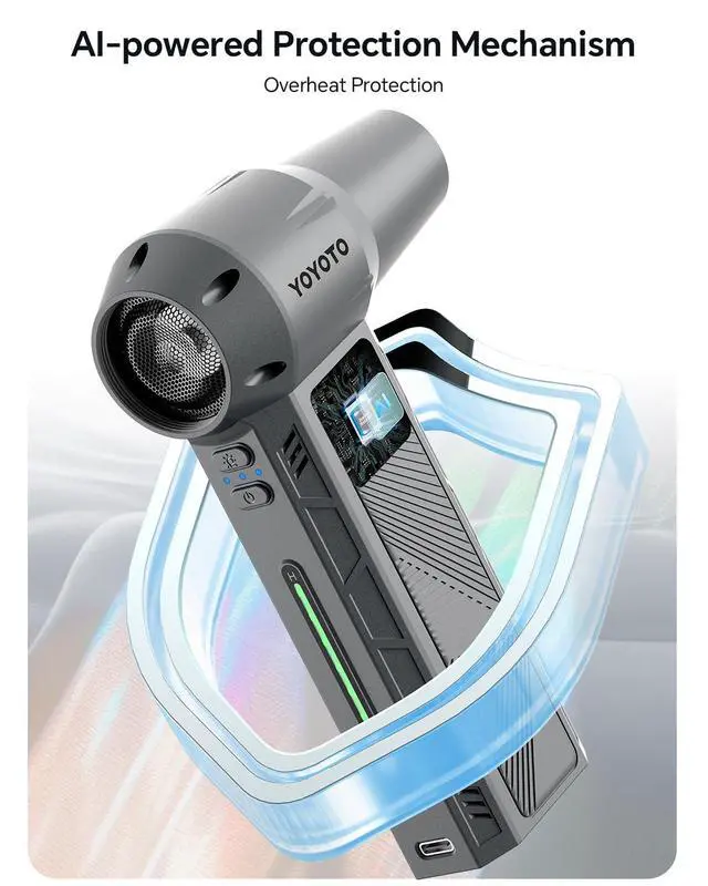 Alt view image 12 of 14 - Compressed Air Duster, 300000RPM Powerful Electric Air Duster Rechargeable with LED Light and Brushless Motor, 4-Gear Cordless Mini Air Blower for Keyboard, Computers, Car, Outdoors (Silver Gray)