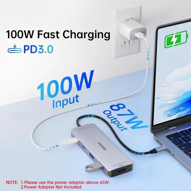 Alt view image 12 of 14 - USB C Hub Multiport Adapter for MacBook Pro/Air, 10 in 1 USB C Dongle Mac HDMI Adapter, USBC Dock Compatible for iPad Pro, iMac, Dell, HP, Lenovo (4K@60Hz HDMI,SD/TF Card Reader,100W PD, 6 USB Ports)