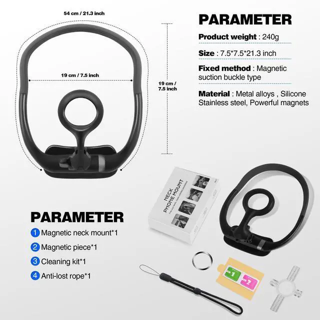 Alt view image 13 of 14 - Magnetic Neck Phone Holder for Recording, Neck Tripod for iPhone, 360°& 180° Rotation POV/Vlog Selfie Hands-Free Video Recording Suitable for iPhone 12-15 Series and All Android Phones