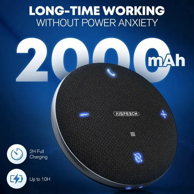 Alt view image 14 of 14 - M4 Bluetooth Speakerphone Conference Microphone with AI Noise Reduction Full-Duplex AI Transcription USB Speakerphone 360° Voice Pickup Conference Speaker Home Office for Teams/Zoom, Black