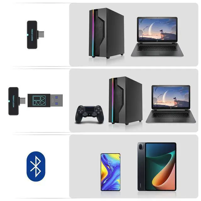 Alt view image 10 of 14 - SW4 Pro Wireless Earbuds for PC/Computer/Laptop/Mobile - Dongle & Bluetooth - 20ms Low Latency - 4 Mics Gaming - Work Headset/Headphones for Office
