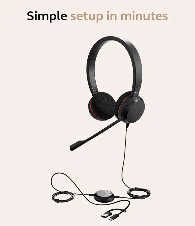 Alt view image 11 of 12 - Evolve 20 Wired Headset (2025 Edition) - Dual-Ear Set for Office and Work from Home - Call Control - All Platforms - USB-C/A Connectivity - Black