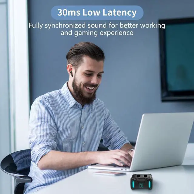 Alt view image 11 of 14 - SW4 Pro Wireless Earbuds for PC/Computer/Laptop/Mobile - Dongle & Bluetooth - 20ms Low Latency - 4 Mics Gaming - Work Headset/Headphones for Office