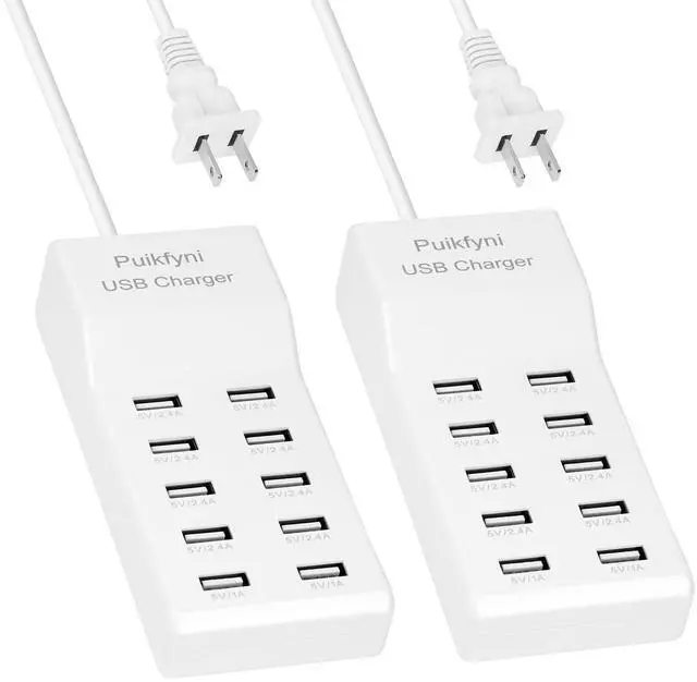Alt view image 14 of 14 - 2 Pack 10-Ports USB Charger Station, Power Strips with Surge ProtectionSmart USB Charger for Multiple Devices,Smart Watches Phones Tablets for Home,Office,Travel(USB-A Port)