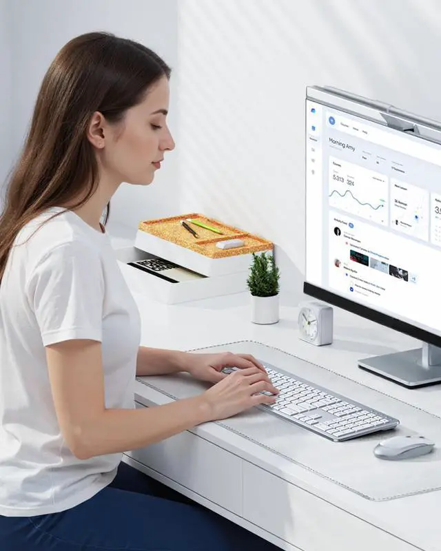 Alt view image 14 of 14 - Wireless Keyboard and Mouse Combo - Full Size Slim Thin Wireless Keyboard Mouse with Numeric Keypad 2.4G Stable Connection Adjustable DPI (White & Silver)