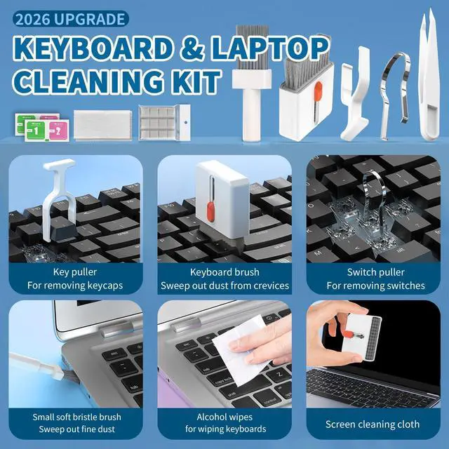 Alt view image 11 of 14 - 2026 Upgrade Phone Cleaning Kit 47PCS, iPhone Cleaning Kit, Airbud AirPods Cleaning Kit, Keyboard, Charging Port Cleaner for Apple Lightning/Android USB-C - Includes Putty, Cloth & Wipes (White)