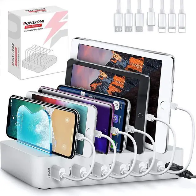 Alt view image 8 of 14 - USB Charging Dock - 6-Port Universal Charging Station for Multiple Devices - Multi Device Charger Station - Compatible with Apple, iPad, iPhone, and Android Cell Phones and Tablets