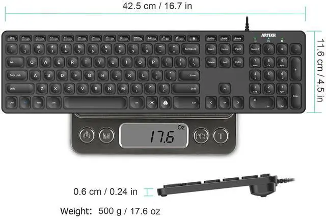 Alt view image 10 of 12 - Backlit USB Wired Full Size Keyboard with Media Hotkey for PC and Laptop
