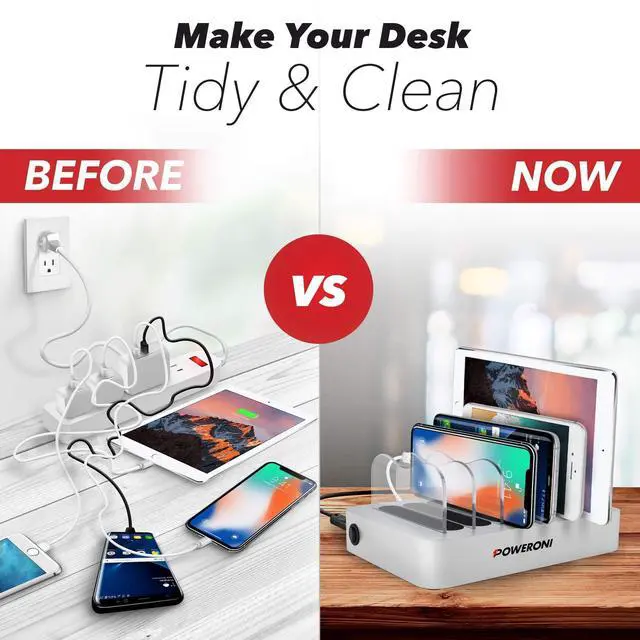 Alt view image 13 of 14 - USB Charging Dock - 6-Port Universal Charging Station for Multiple Devices - Multi Device Charger Station - Compatible with Apple, iPad, iPhone, and Android Cell Phones and Tablets