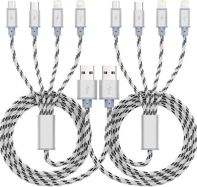 Alt view image 8 of 14 - 10ft Multi Charging Cable, 2Pack 4 in 1 Long Multiple Charging Cord,Multi Chargers for All Devices,USBC Cable with Lightning/Micro USB/Type C Ports for iPhone Series/Tablets/Samsung Galaxy/PS & More