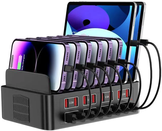 Alt view image 7 of 12 - Charging Station for Multiple Devices, 150W USB Charger Station with16 Fast Charging Ports, Ipad Charging Station for Apple Devices Fire Tablets iPhone Samsung Android