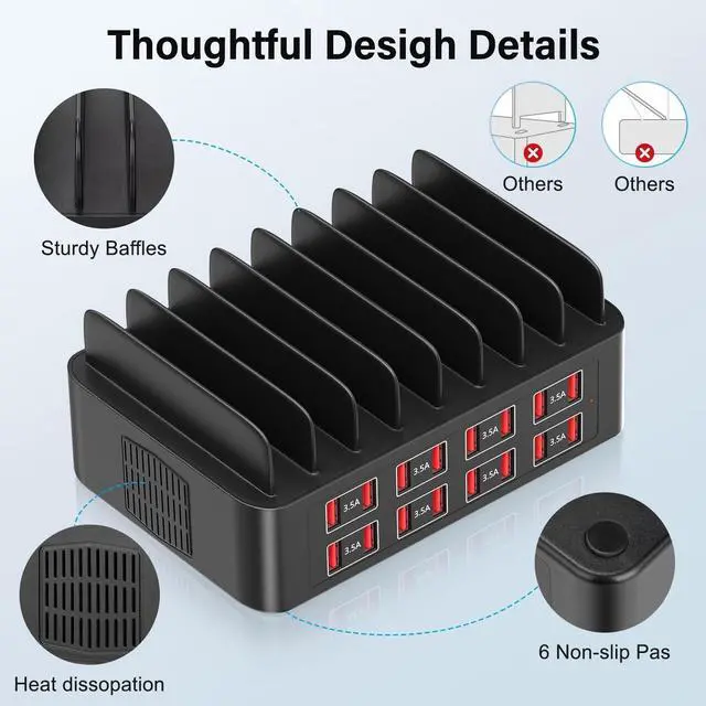 Alt view image 12 of 12 - Charging Station for Multiple Devices, 150W USB Charger Station with16 Fast Charging Ports, Ipad Charging Station for Apple Devices Fire Tablets iPhone Samsung Android