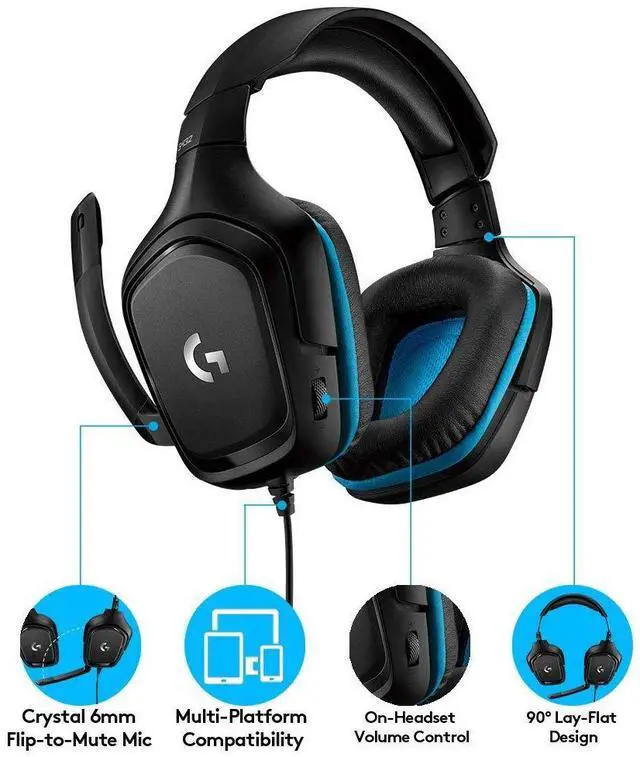 Alt view image 13 of 14 - G432 Wired Gaming Headset, 7.1 Surround Sound, DTS Headphone:X 2.0, Flip-to-Mute Mic, PC (Leatherette) Black/Blue