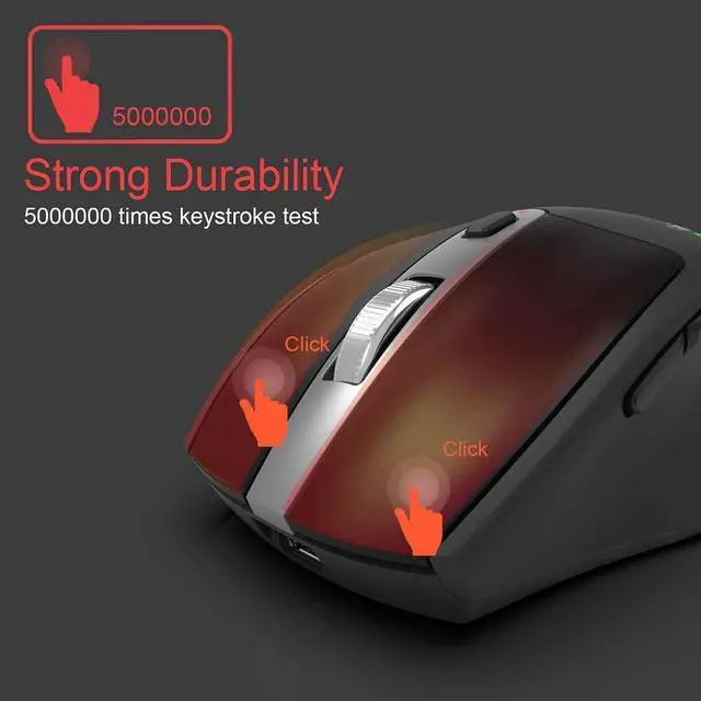 Alt view image 11 of 14 - Wireless Bluetooth Mouse with Nano USB Receiver, Black, 4-Month Battery Life, Ergonomic Design