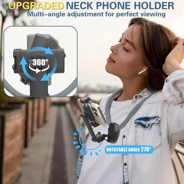 Alt view image 13 of 14 - Neck Phone Holder for Recording, Hands-Free POV/Vlog Neck Mount with Phone Clip & Chest Strap for Cooking/Fishing/Video Filming, Content Creator Phone Holder for iPhone Android Insta360