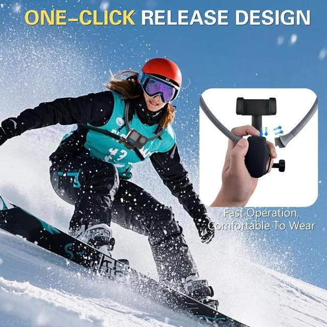 Alt view image 14 of 14 - Neck Phone Holder for Recording, Hands-Free POV/Vlog Neck Mount with Phone Clip & Chest Strap for Cooking/Fishing/Video Filming, Content Creator Phone Holder for iPhone Android Insta360