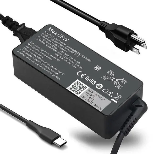 Alt view image 8 of 12 - 65W USB C Laptop Charger Compatible with Lenovo Thinkpad/Yoga/Chromebook, ADLX65YDC2A USB Type C Laptop Charger