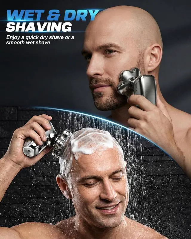 Alt view image 11 of 14 - Head Shaver for Bald Men, 7D Floating Head Electric Razor, IPX7 Waterproof Wet & Dry Bald Head Shaver with Magnetic Detachable Blade, Type-C Fast Charging LED Display, Grooming Gift for Men