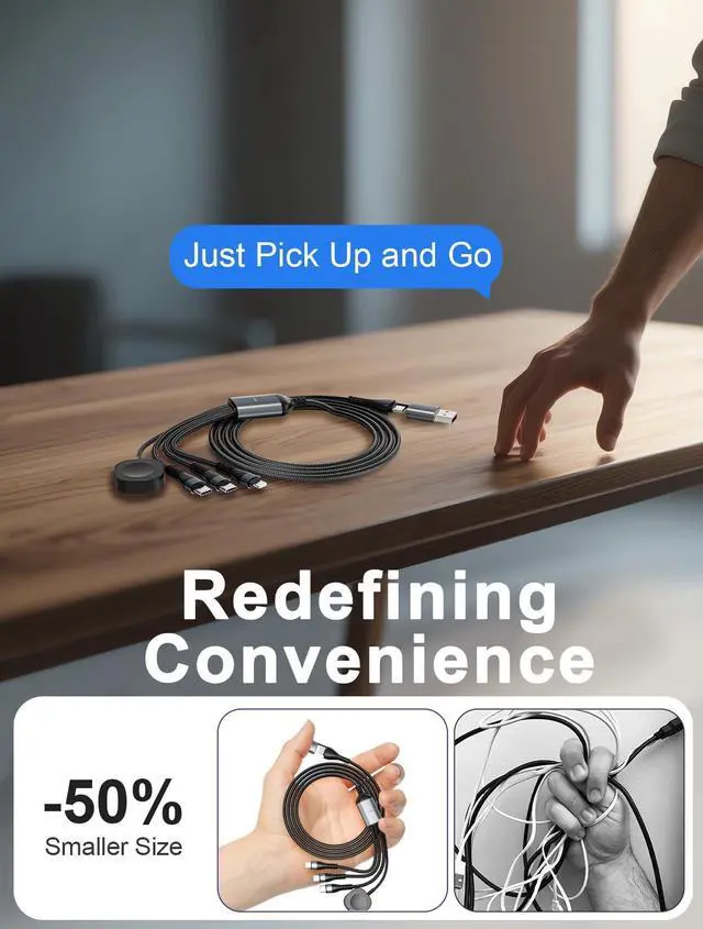 Alt view image 14 of 14 - 100W 2 USB C Multi Charging Cable for Apple Watch - 10ft USB C Fast Charging Cord with Dual USB-C (100W/10W), Lightning & Magnetic Apple Watch Charger, Braided for iPhone 17-14, iPad, Galaxy S24/S23