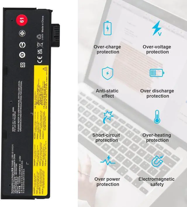 Alt view image 14 of 14 - 01AV423 01AV452 Laptop Battery Replacement for Lenovo ThinkPad T570 T580 T470 T480 P51S P52S TP25 A475 A485 01AV422 01AV424 01AV490 4X50M08810 SB10K97579 SB10K97580 SB10K97597 SB10K97581 - 11.4V 24Wh