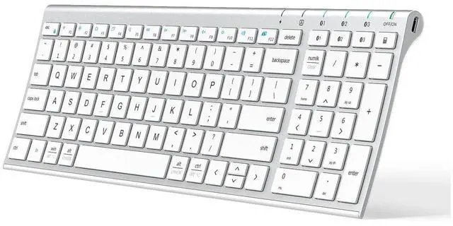 Alt view image 8 of 14 - BK10 Bluetooth Keyboard, Universal Bluetooth 5.1 Wireless Keyboard with Number Pad, Ergonomic Design, Multi-Device Compatibility, Stable Connection for Mac, iPad, iPhone, Android, Windows