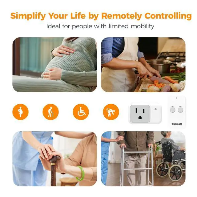 Alt view image 11 of 12 - Remote Control Outlet, Wireless Electrical Outlet Light Switch, Wall Outlet Plug with ON/Off Switch for Indoor String Lights, Lamps, Small Appliances, 1250W 100ft Range (1 Remote +1 Outlet)