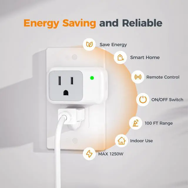 Alt view image 10 of 12 - Remote Control Outlet, Wireless Electrical Outlet Light Switch, Wall Outlet Plug with ON/Off Switch for Indoor String Lights, Lamps, Small Appliances, 1250W 100ft Range (1 Remote +1 Outlet)