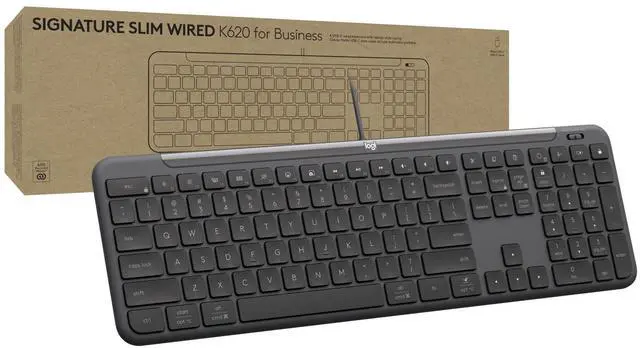 Alt view image 8 of 14 - Signature Slim Wired K620 for Business, Full-Size Keyboard, USB-C Plug-and-Play, Laptop-Style, Scissor Keys, Windows/Mac/Chrome/PC/laptops - Graphite