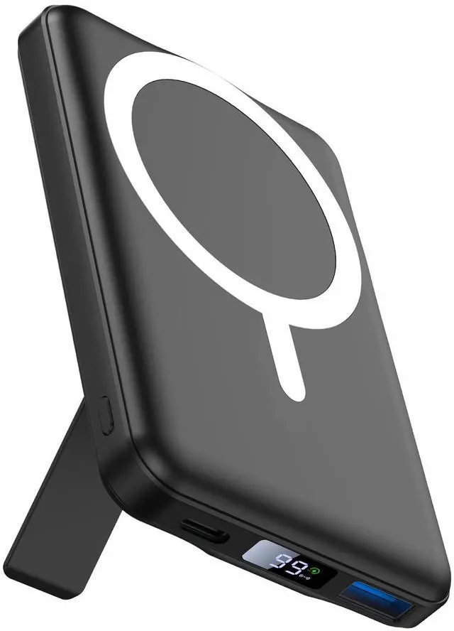 Alt view image 7 of 12 - for Mag-Safe Portable Charger, 10000mAh Magnetic Power Bank 22.5W Fast Charging,Mini Battery Pack Wireless with LED Display&Foldable Stand for iPhone 17/16/15/14/13/12 Series (Obsidian Black)