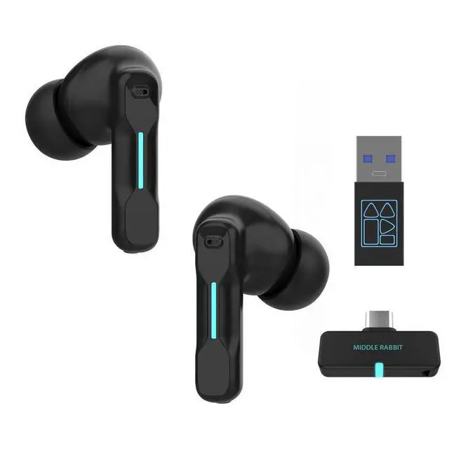 Alt view image 8 of 14 - SW4 Pro Wireless Earbuds for PC/Computer/Laptop/Mobile - Dongle & Bluetooth - 20ms Low Latency - 4 Mics Gaming - Work Headset/Headphones for Office