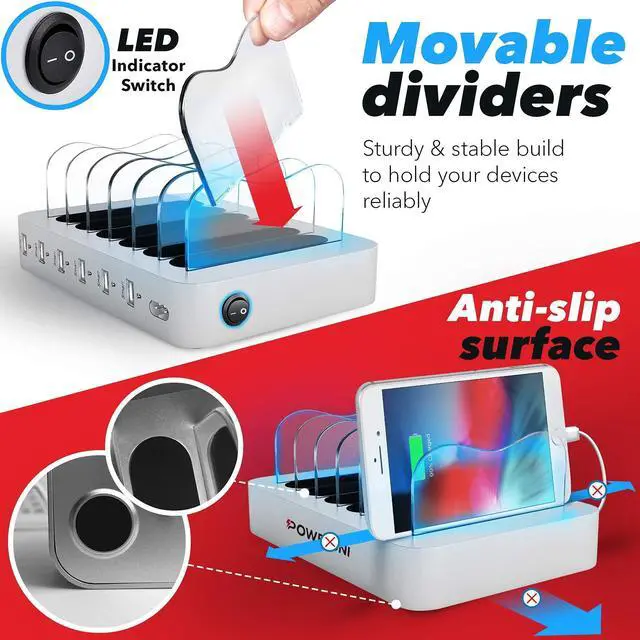Alt view image 10 of 14 - USB Charging Dock - 6-Port Universal Charging Station for Multiple Devices - Multi Device Charger Station - Compatible with Apple, iPad, iPhone, and Android Cell Phones and Tablets