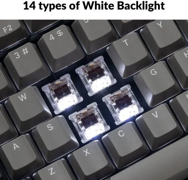 Alt view image 10 of 14 - C2 Pro Wired Custom Mechanical Keyboard Full Size Layout QMK/VIA Programmable Macro White Backlit with Tactile Brown Switch OEM Profile Double-Shot PBT Keycaps for Mac Windows Linux