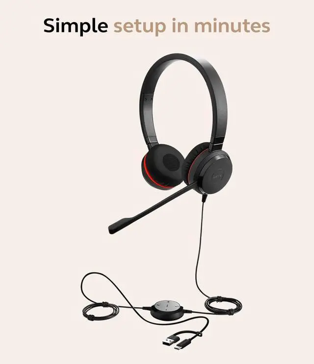 Alt view image 12 of 14 - Evolve 30 II Wired Dual-Ear Headset with Mic for Work - 3.5mm Jack or USB-A/USB-C Connectivity, Computer Headset with Noise-Cancelling Microphone, Microsoft Teams Certified, Call Control Black