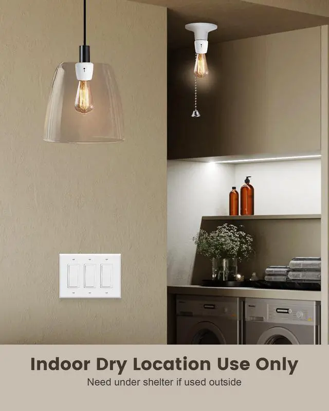 Alt view image 14 of 14 - Remote Control Light Socket, Decorator Wall Switch, E26 Smart Remote Light Bulb Socket, No Wiring, No WiFi, 100FT Wireless Light Switch for Closet Lamps, Pull Chain Ceiling Light Fixture