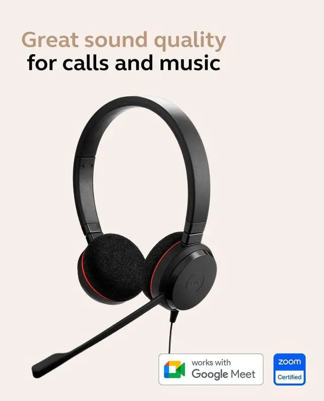 Alt view image 9 of 12 - Evolve 20 Wired Headset (2025 Edition) - Dual-Ear Set for Office and Work from Home - Call Control - All Platforms - USB-C/A Connectivity - Black