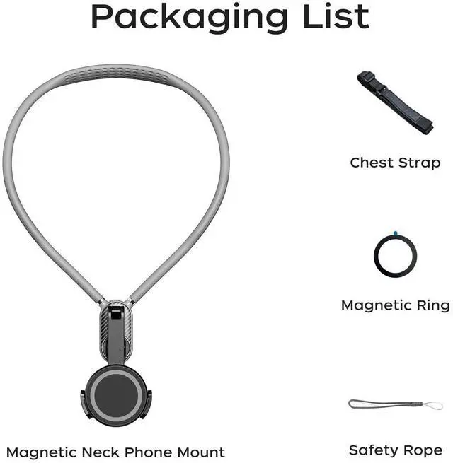Alt view image 12 of 12 - Magnetic Neck Mount for Phones, POV Phone Holder Hand Free Chest Stand Video Recording Vlog for iPhone 16 15 14 13 Android Phones