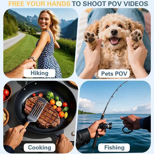 Alt view image 12 of 14 - Neck Phone Holder for Recording, Hands-Free POV/Vlog Neck Mount with Phone Clip & Chest Strap for Cooking/Fishing/Video Filming, Content Creator Phone Holder for iPhone Android Insta360