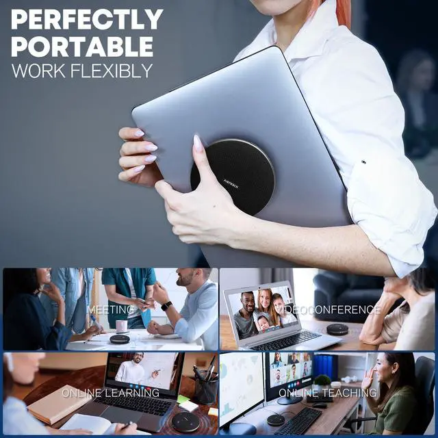 Alt view image 13 of 14 - M4 Bluetooth Speakerphone Conference Microphone with AI Noise Reduction Full-Duplex AI Transcription USB Speakerphone 360° Voice Pickup Conference Speaker Home Office for Teams/Zoom, Black