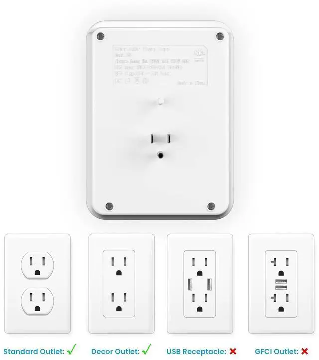 Alt view image 13 of 14 - USB Wall Outlet Extender with On Off Switch, Surge Protector Outlet,6 AC Multi-Plug with 3 USB Ports (1 USB C), 490 Joules, Flat Socket Splitter with Spaced Outlet for Home, Office, College