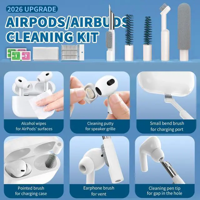 Alt view image 10 of 14 - 2026 Upgrade Phone Cleaning Kit 47PCS, iPhone Cleaning Kit, Airbud AirPods Cleaning Kit, Keyboard, Charging Port Cleaner for Apple Lightning/Android USB-C - Includes Putty, Cloth & Wipes (White)