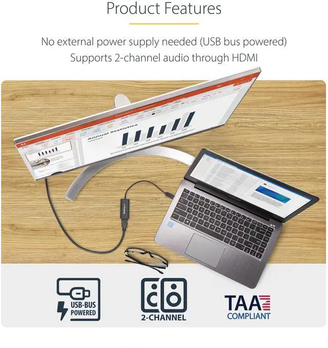 Alt view image 12 of 14 - USB 3.0 to HDMI Adapter, USB-A to HDMI Display Converter, 1080P 60Hz Full HD Video Graphics Adapter, Driver Required, USB Monitor Extender for Windows PC (USB32HDES)