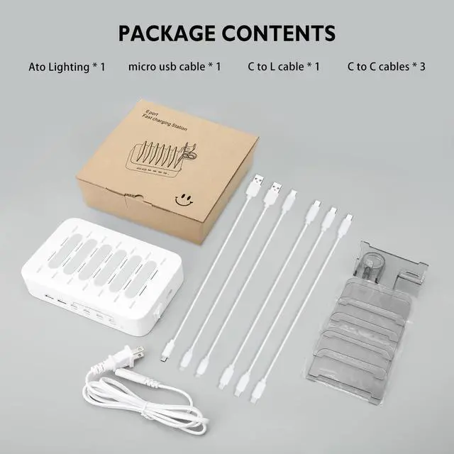 Alt view image 14 of 14 - USB C Charging Station for Multiple Devices Apple,100W 4 PD and 2 USB Charger Stations Compatible with Apple iPhone iPad and Android Phone and Tablet,Type C Multi Charging Station