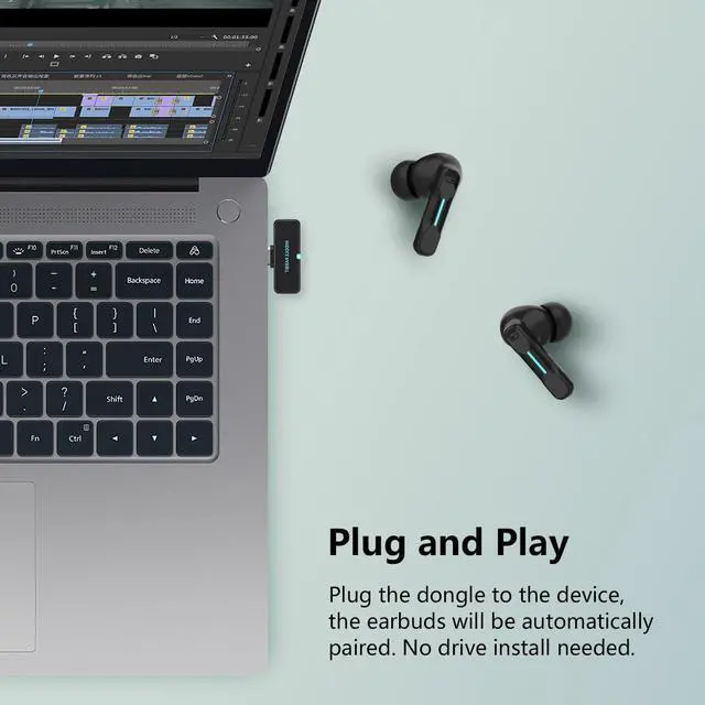 Alt view image 9 of 14 - SW4 Pro Wireless Earbuds for PC/Computer/Laptop/Mobile - Dongle & Bluetooth - 20ms Low Latency - 4 Mics Gaming - Work Headset/Headphones for Office