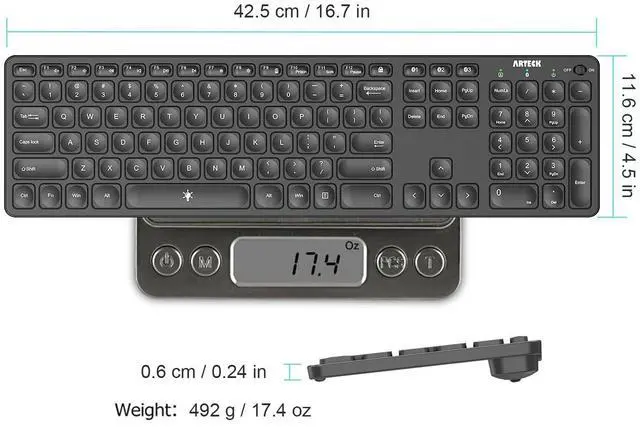 Alt view image 12 of 14 - Universal Backlit 7-Colors & Adjustable Brightness Multi-Device Full Size Wireless Bluetooth Keyboard for Windows, iOS, iPad OS, Android, Computer Desktop Laptop Surface Tablet Smartphone