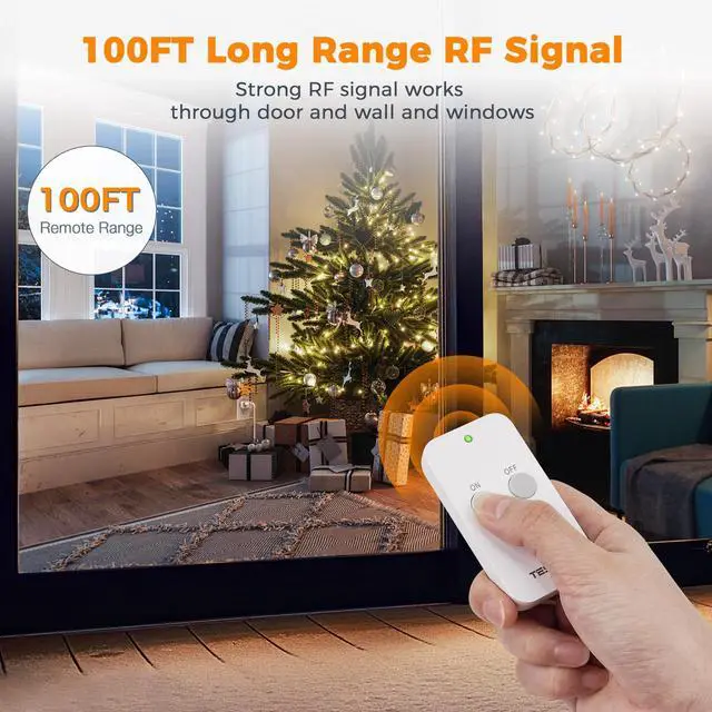 Alt view image 8 of 12 - Remote Control Outlet, Wireless Electrical Outlet Light Switch, Wall Outlet Plug with ON/Off Switch for Indoor String Lights, Lamps, Small Appliances, 1250W 100ft Range (1 Remote +1 Outlet)