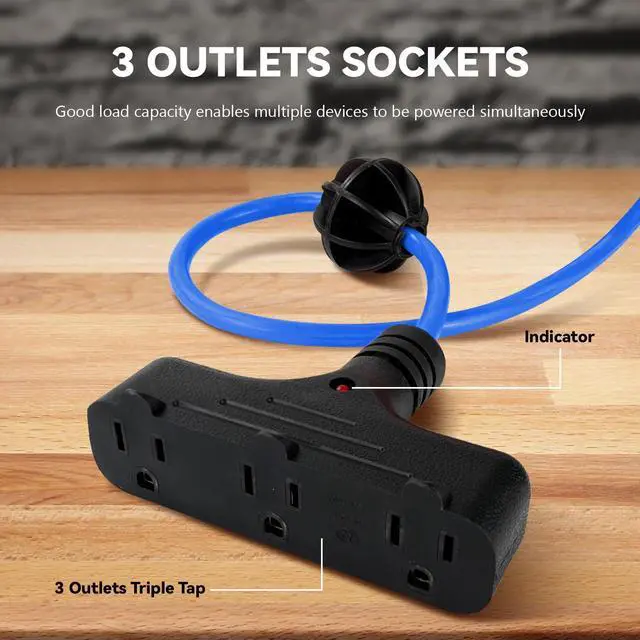 Alt view image 10 of 12 - Retractable Extension Cord Reel, 16/3 SJTW Power Cord 30Ft with 3 Electrical Outlets and 10 Amp Circuit Breaker, Ceiling or Wall Mount, Metal Plate, UL Listed, Blue