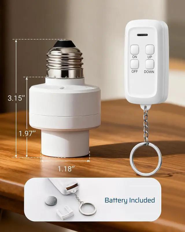 Alt view image 14 of 14 - Remote Control Light Socket with Dimmer, Wireless Light Switch, Dimmable Remote Light Bulbs Socket Switch, 100FT, E26 E27 Base with Controller, No Wiring, for Closet, Basement, ETL Listed