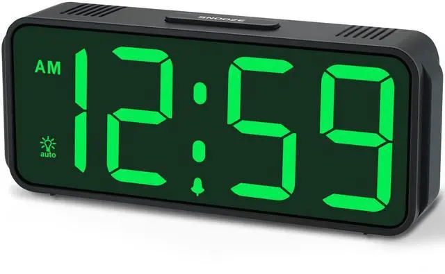 Alt view image 8 of 14 - Small Battery Powered Digital Alarm Clocks for Bedrooms Bedside, Cordless Tiny Travel Portable Desk Clock, Large Numbers Auto Dimmable, LED Display 4 Dimmers, 5 Alarm Volumes